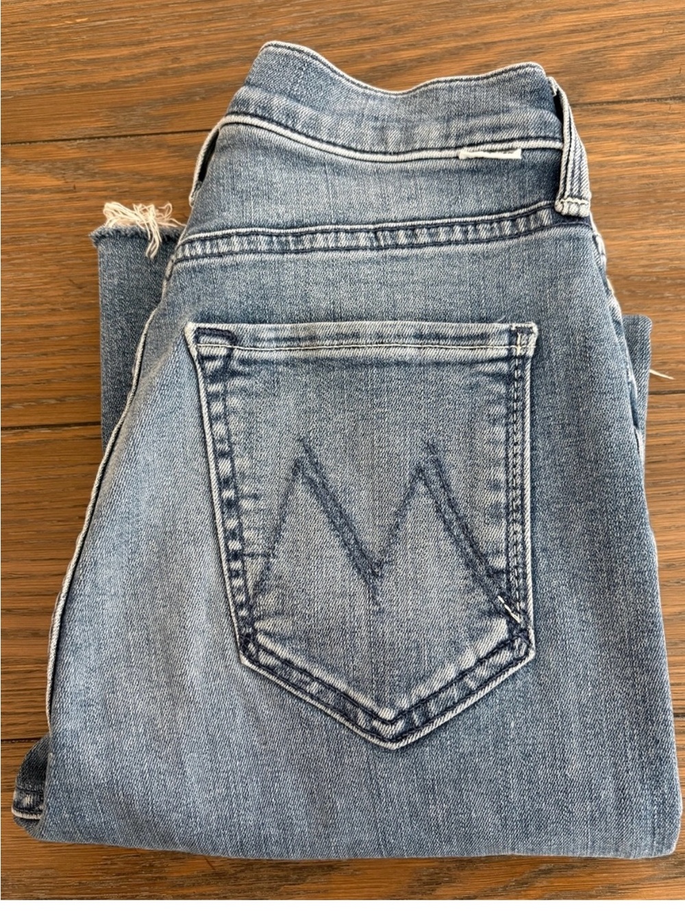 MOTHER the Tripper straight leg Jean with frayed hem
